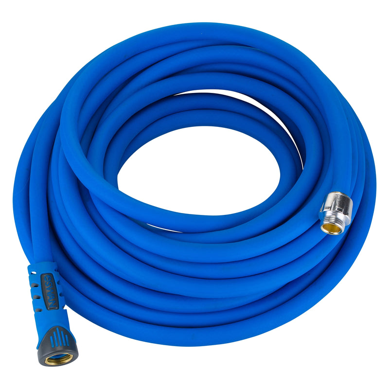 A rolled up blue hose