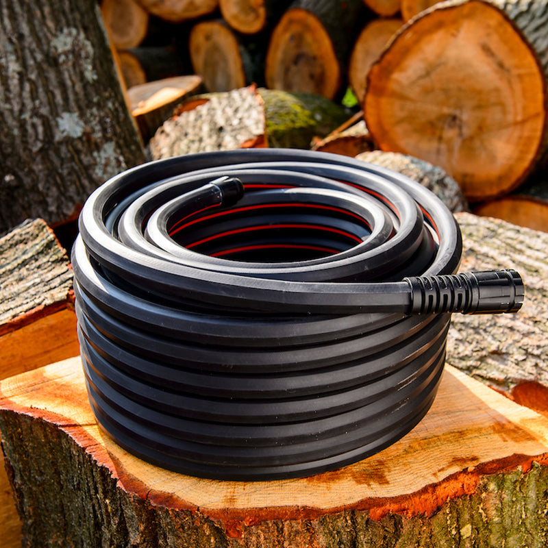 Viper High Performance Rubber hose 50ft coiled up on wood